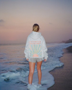 Dandy Let's Watch the Sunset Oversized Lux Hoodies Grey | USA EM2-94169E37