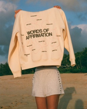 Dandy Words of Affirmation Oversized Lux Hoodies Cream | USA EM2-94169E52