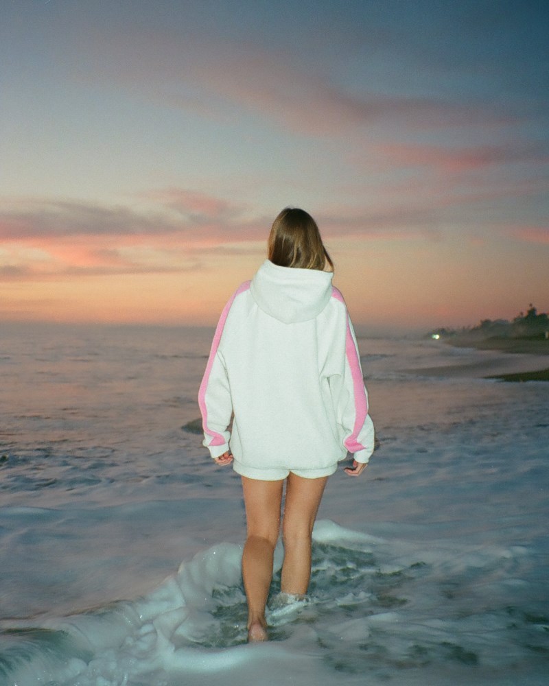 Dandy Pink Stripe Oversized Lux Hoodies White | USA EM2-94169E47