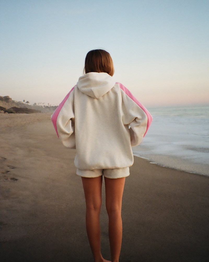 Dandy Pink Stripe Oversized Lux Hoodies White | USA EM2-94169E47